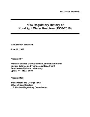NRC Regulatory History of Non-Light Water Reactors (1950-2019)