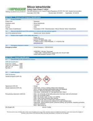 Silicon Tetrachloride Safety Data Sheet P-4824 This SDS Conforms to U.S