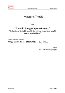 Landfill Energy Capture Project” “Evaluation of Available Landfill Gas at Dean Forest Road Landfill and Its Beneficial Use”