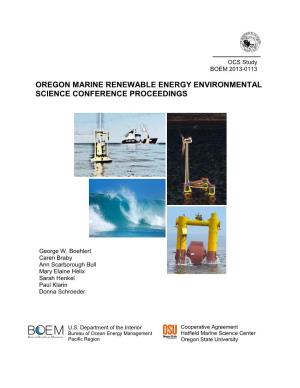 Oregon Marine Renewable Energy Environmental Science Conference Proceedings