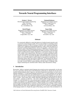 Towards Neural Programming Interfaces