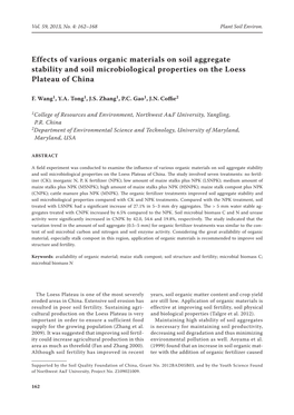 Effects of Various Organic Materials on Soil Aggregate Stability and Soil Microbiological Properties on the Loess Plateau of China