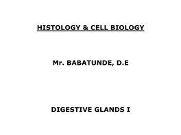 HISTOLOGY & CELL BIOLOGY Mr. BABATUNDE, D.E DIGESTIVE