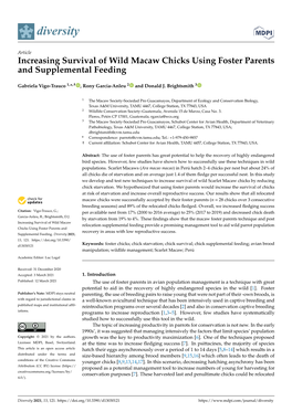 Increasing Survival of Wild Macaw Chicks Using Foster Parents and Supplemental Feeding