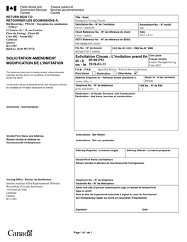 Title - Sujet RETOURNER LES SOUMISSIONS À: Emergency Towing Vessels Bid Receiving - PWGSC / Réception Des Soumissions Solicitation No