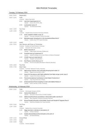 KEK-PH2018 Timetable