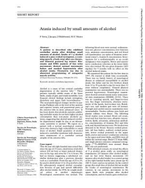 Ataxia Induced by Small Amounts of Alcohol