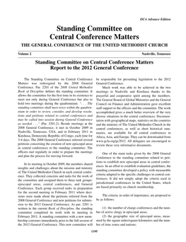 Standing Committee on Central Conference Matters the GENERAL CONFERENCE of the UNITED METHODIST CHURCH