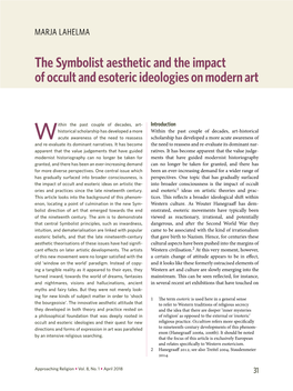 The Symbolist Aesthetic and the Impact of Occult and Esoteric Ideologies on Modern Art