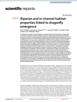 Riparian and In-Channel Habitat Properties Linked to Dragonfly