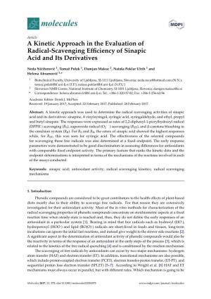 A Kinetic Approach in the Evaluation of Radical-Scavenging Efficiency Of