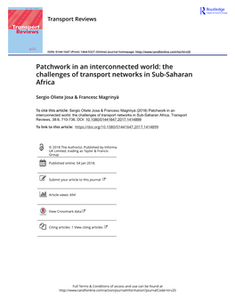 Patchwork in an Interconnected World: the Challenges of Transport Networks in Sub-Saharan Africa*