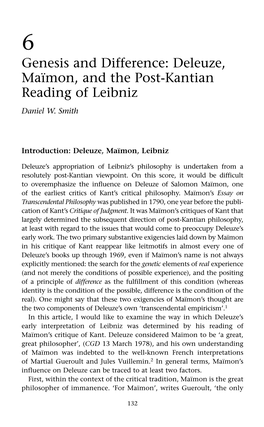 Deleuze, Maïmon, and the Post-Kantian Reading of Leibniz Daniel W