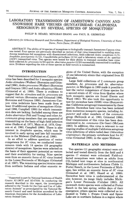 Laboratory Transmission of SSH Virus by Ment Againstthe Coevolutionofvirus and Vector Ae