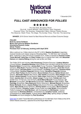 Full Cast Announced for Follies