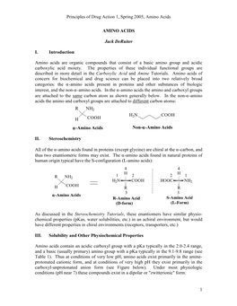 Principles of Drug Action 1, Spring 2005, Amino Acids