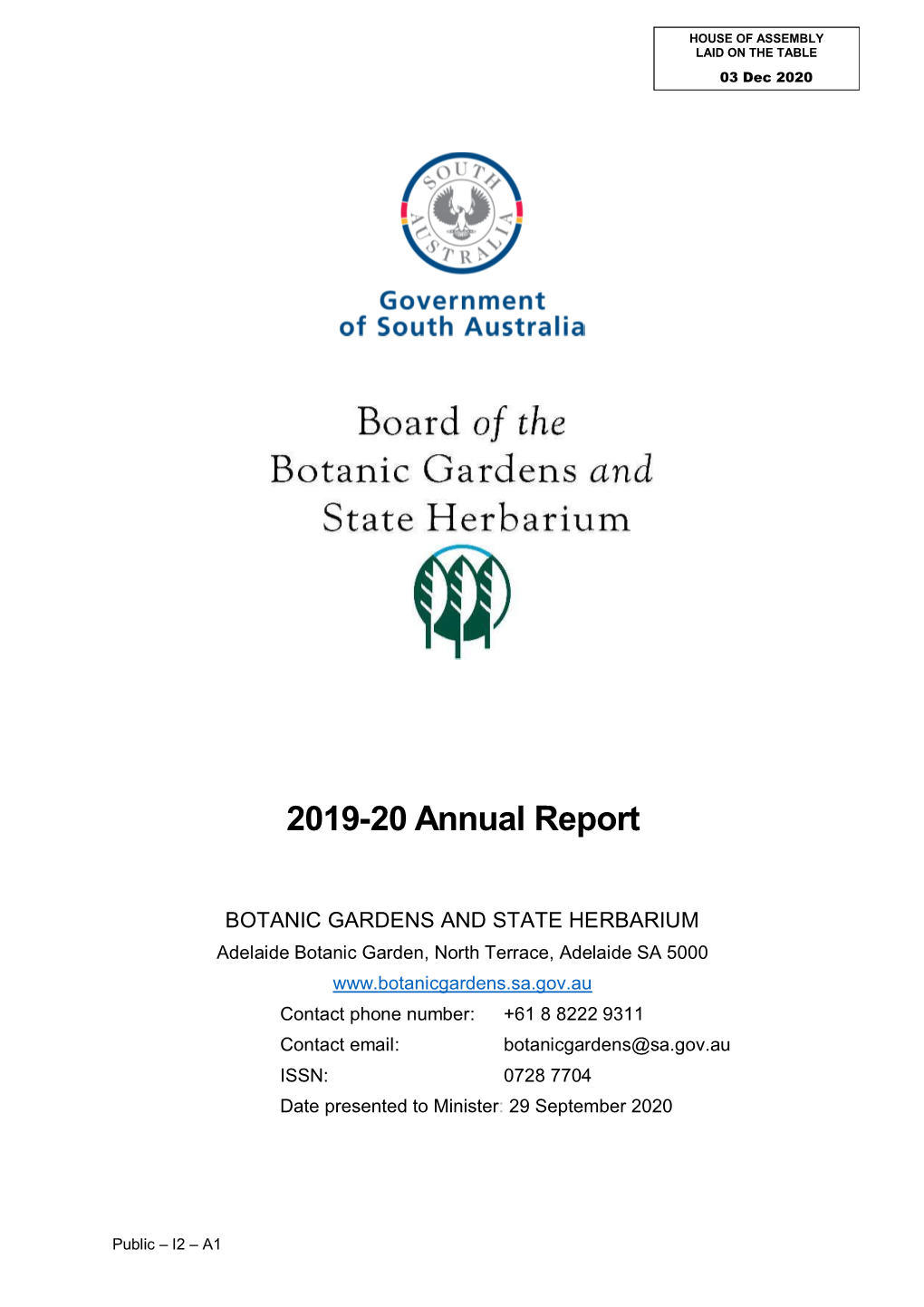 Board of Botanic Gardens and State Herbarium Annual Report 2019-20