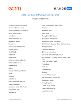 2018 Hair Care & Multicultural Hair EPPS Buyers Attendees