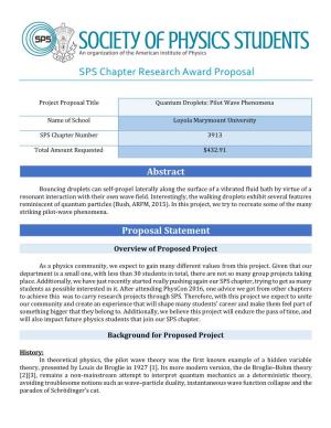 SPS Chapter Research Award Proposal
