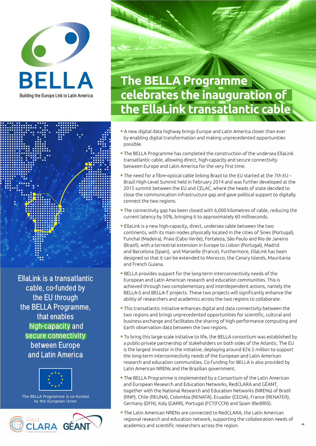 The BELLA Programme Celebrates the Inauguration of the Ellalink Transatlantic Cable