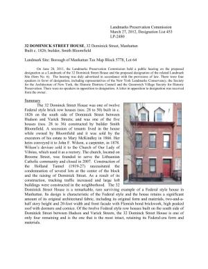 32 DOMINICK STREET HOUSE, 32 Dominick Street, Manhattan Built C