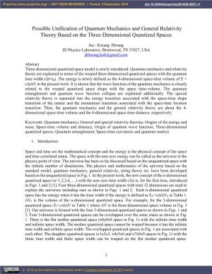 Possible Unification of Quantum Mechanics and General Relativity Theory Based on the Three-Dimensional Quantized Spaces