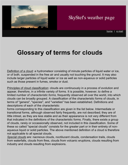 Glossary of Clouds Weather Terms