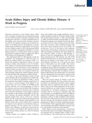 Acute Kidney Injury and Chronic Kidney Disease: a Work in Progress