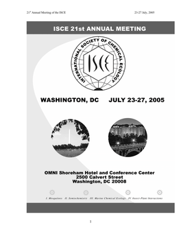 21St Annual Meeting of the ISCE 23-27 July, 2005