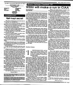 WSSU Will Mak(? a Run " in CIAA David Bulla J.D