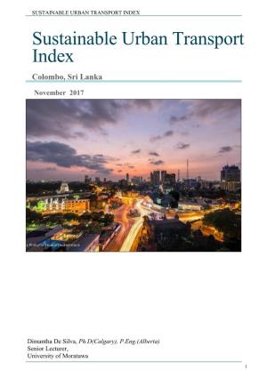 SUSTAINABLE URBAN TRANSPORT INDEX Sustainable Urban Transport Index Colombo, Sri Lanka