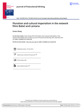 Pluralism and Cultural Imperialism in the Network Films Babel and Lantana