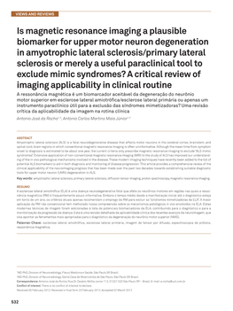 Is Magnetic Resonance Imaging a Plausible Biomarker for Upper Motor