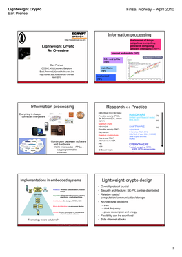 Information Processing Information Processing Research ↔ Practice