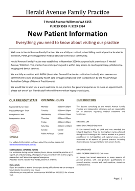 New Patient Information Everything You Need to Know About Visiting Our Practice