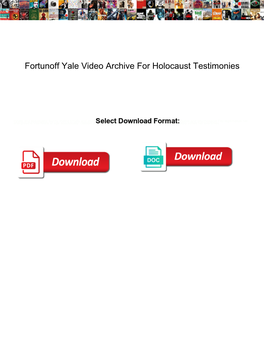 Fortunoff Yale Video Archive for Holocaust Testimonies