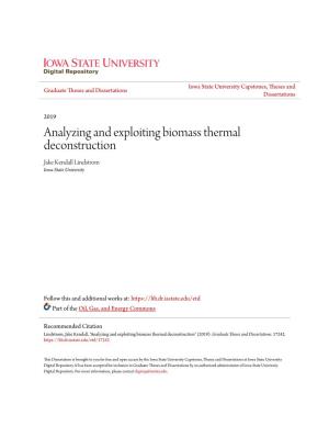 Analyzing and Exploiting Biomass Thermal Deconstruction Jake Kendall Lindstrom Iowa State University