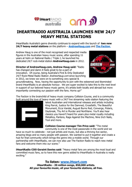 Iheartradio Australia Launches New 24/7 Heavy Metal