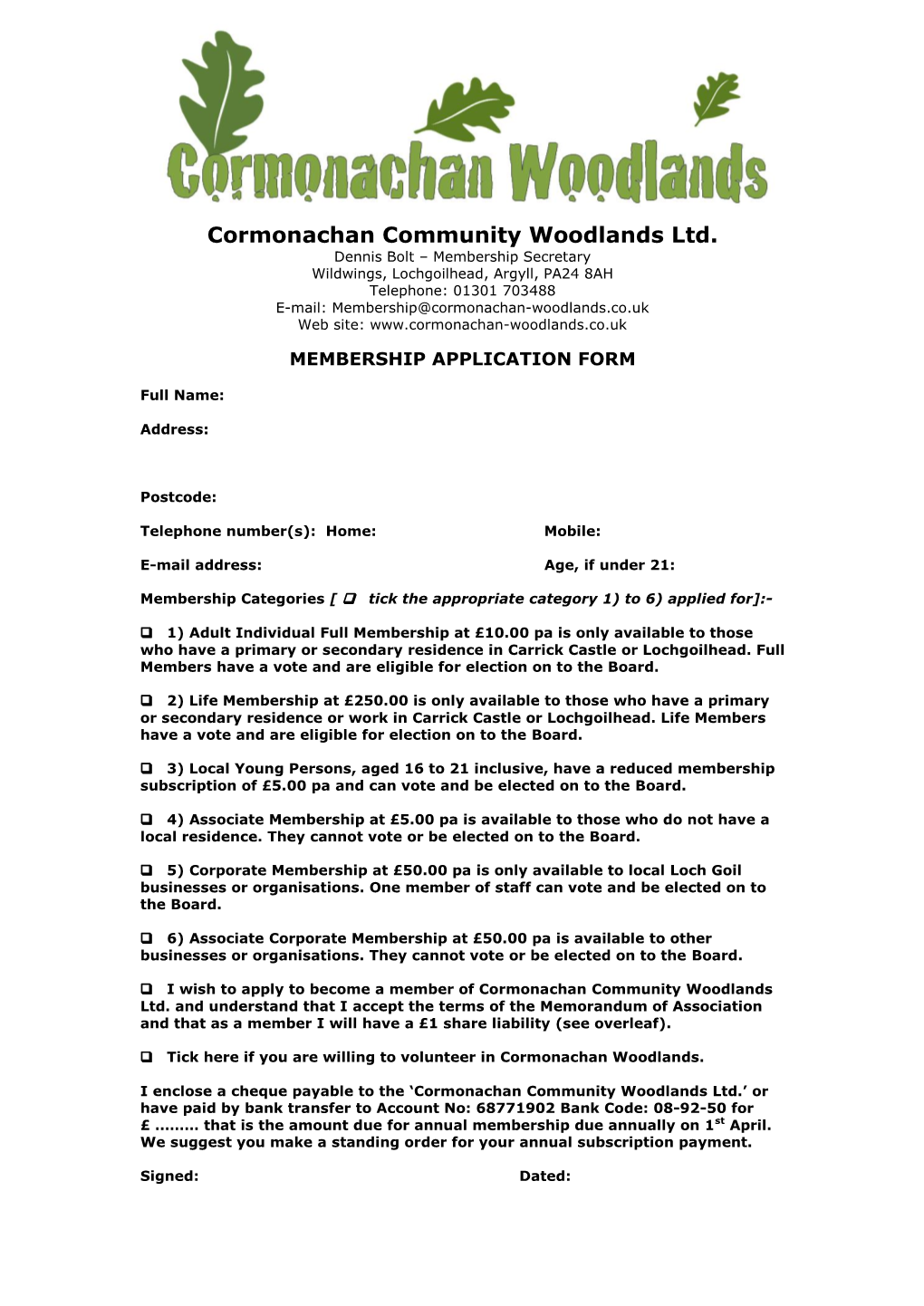 Membership Application Form