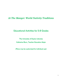 At the Manger: World Nativity Traditions Educational Activities for 5-8 Grades