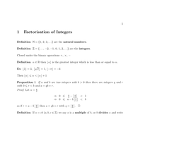 1 Factorisation of Integers