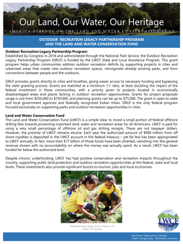Outdoor Recreation Legacy Partnership Program and the Land and Water Conservation Fund