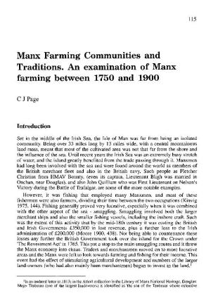 Manx Farming Communities and Traditions. an Examination of Manx Farming Between 1750 and 1900