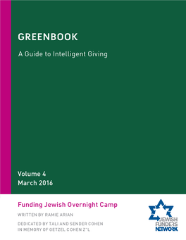 Funding Jewish Overnight Camp Volume 4 March 2016