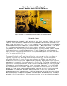 Middle-Class Viewers and Breaking Bad: Audience and Social Status in the Post-Network Era