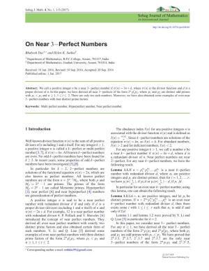 On Near 3−Perfect Numbers -.:: Natural Sciences Publishing