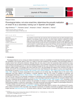 Phonological Status, Not Voice Onset Time, Determines the Acoustic