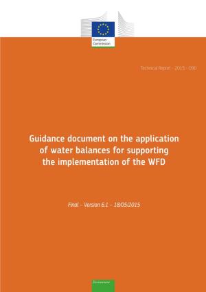 Guidance Document on the Application of Water Balances for Supporting the Implementation of the WFD