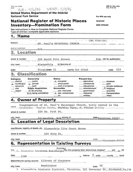 Nomination Form Date Entered See Instructions in How to Complete National Register Forms Type All Entries-Complete Applicable Sections 1