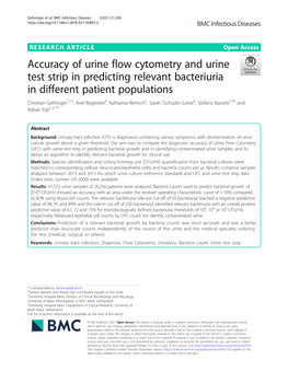 Accuracy of Urine Flow Cytometry and Urine Test Strip in Predicting Relevant